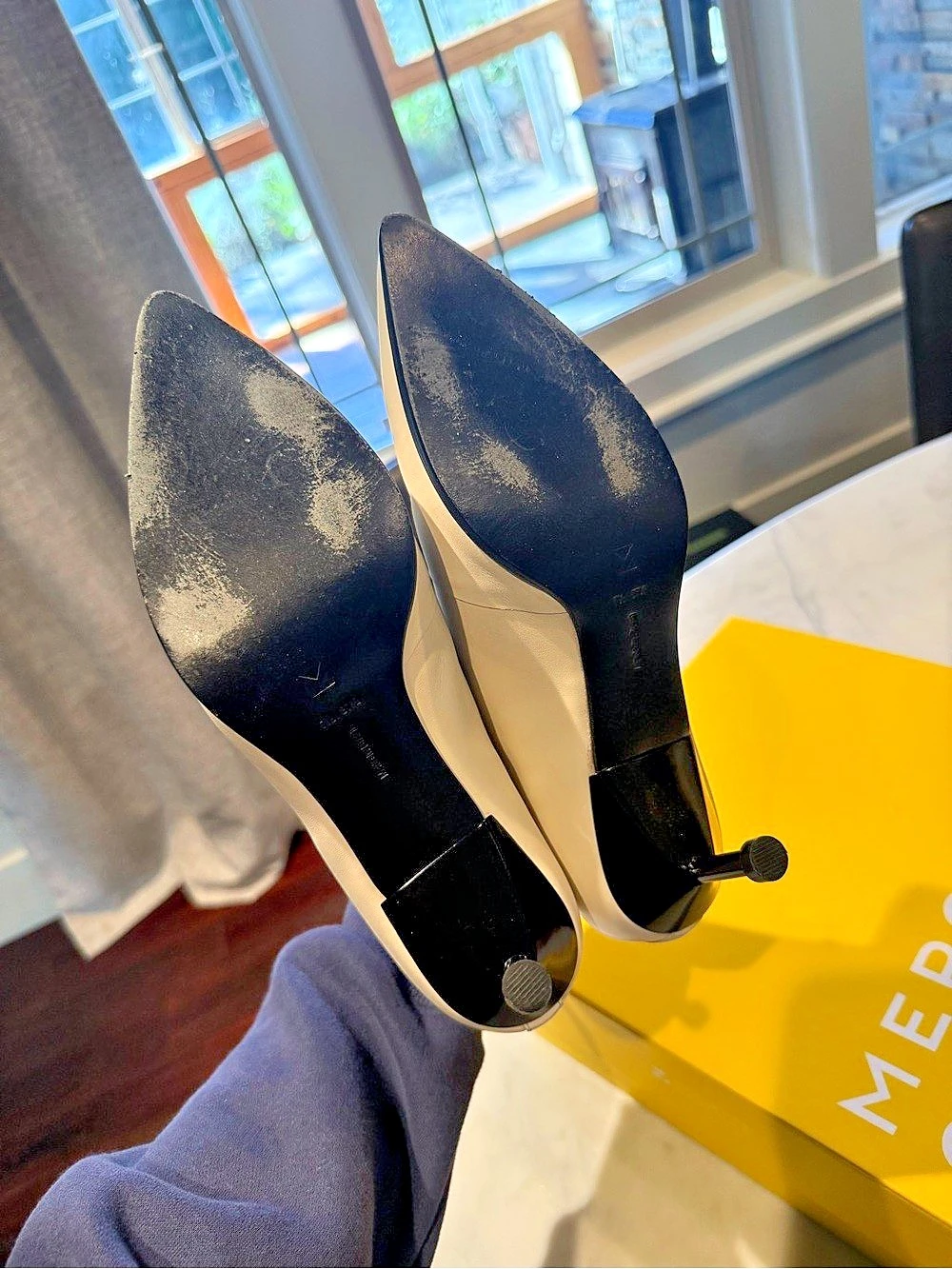 Mercedes Castillo Pointed-Toe Heeled Ankle Boots Cream Us 7.5 Like New — image 7 of 8